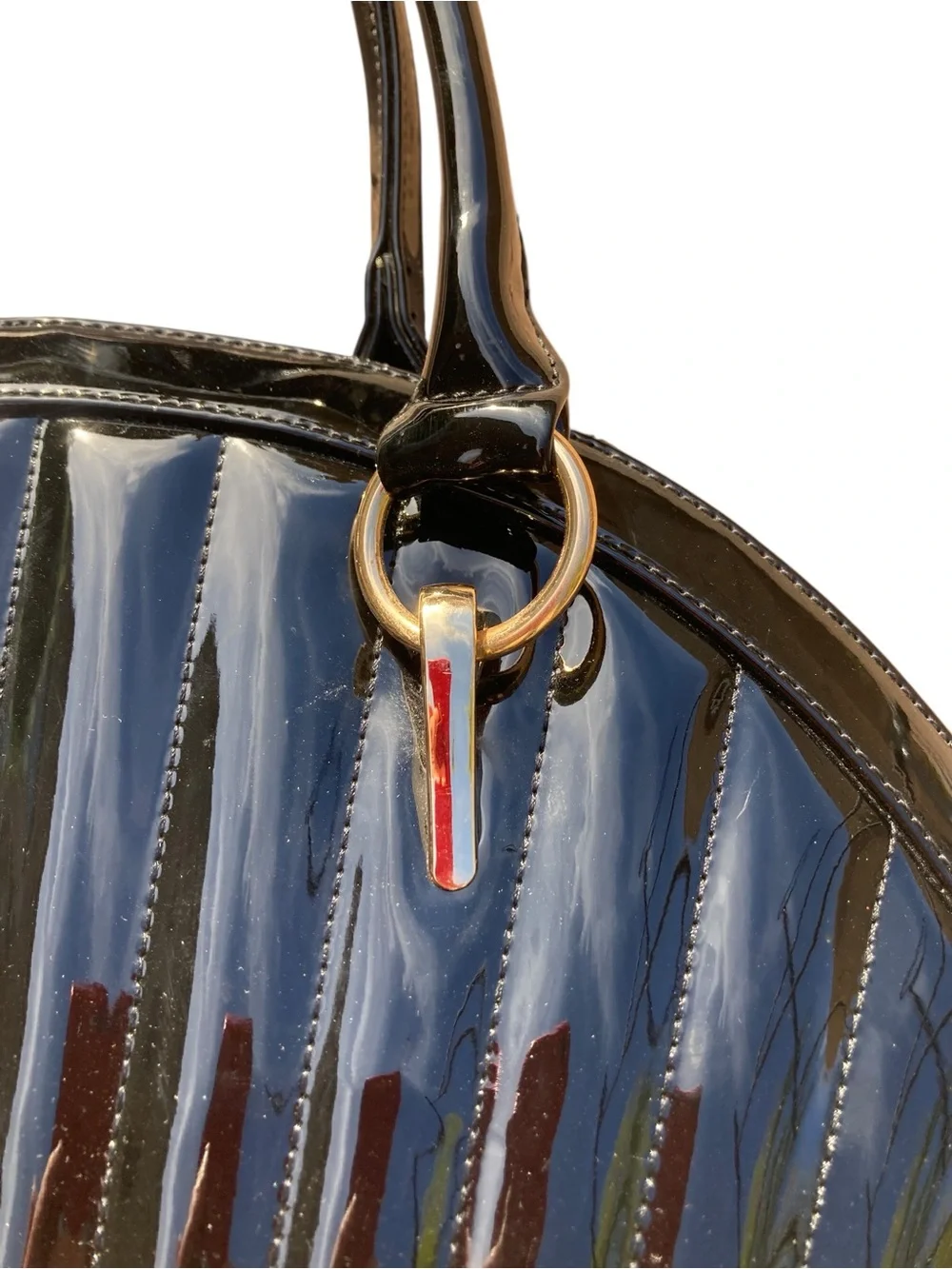 Vintage Inspired Black Patent Shell Shaped Handbag Shoulder Bag Top Handle